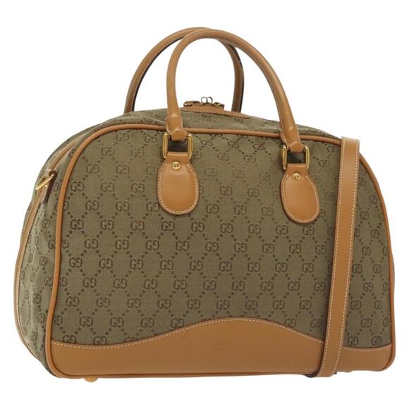 GUCCI GG Canvas Boston Bag Gold Beige 013 123 013 123 - Picture 1 of 16